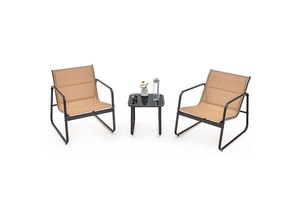 KOMFOTTEU Balkonset, (3-tlg), Gartenmöbel Bistroset mit 2 Gartenstühlen & Beistelltisch