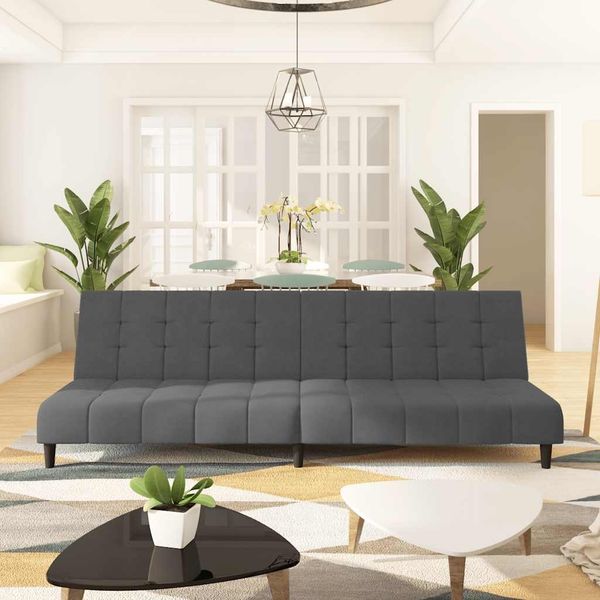 vidaXL Schlafsofa 2-Sitzer Dunkelgrau Samt 375764