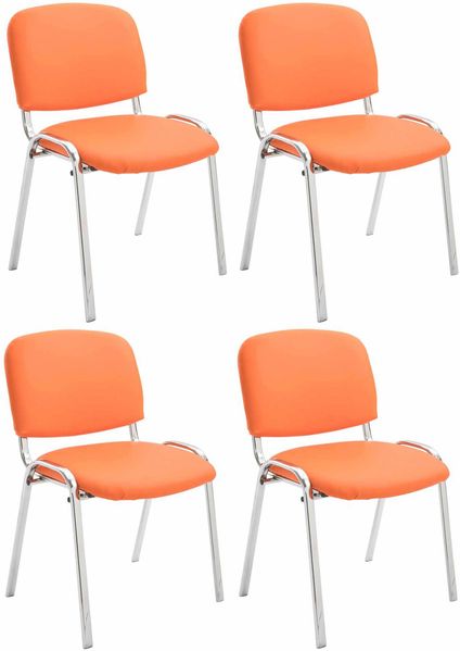 CLP 4er Set Stühle Ken Chrom Kunstleder gepolstert,orange