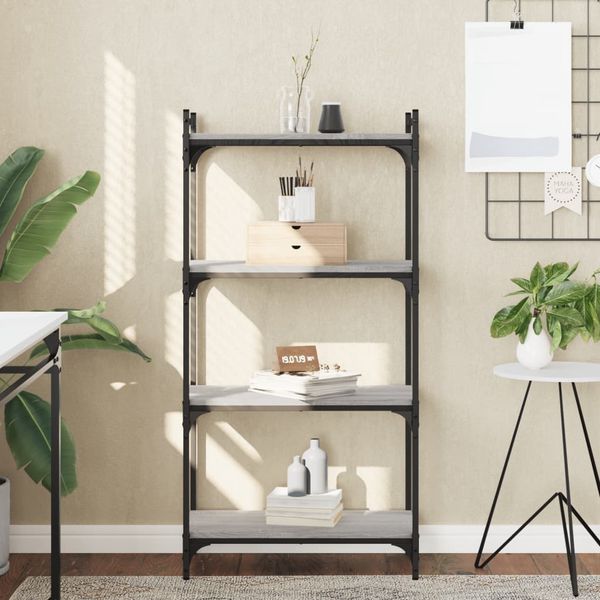 vidaXL Bücherregal 4 Böden Grau Sonoma 60x30x120 cm Holzwerkstoff 837655