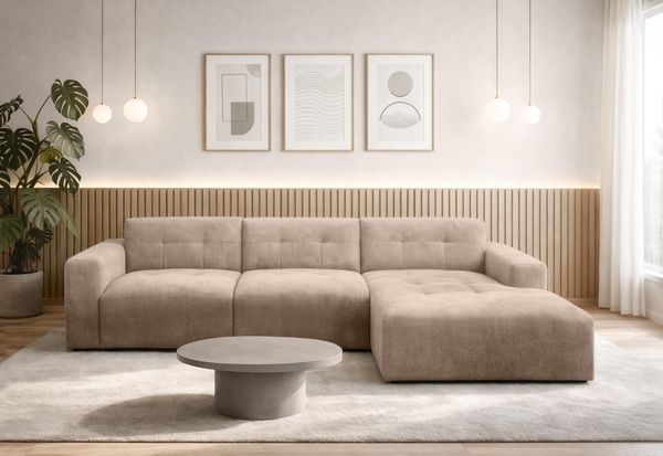 AX LIVING Couch in L Form Corlu Ecksofa Braun für Wohnzimmer 310 cm R