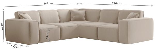 OUTLET Ecksofa Designersofa CELES PREMIUM in Stoff Artico Grau Seite Universal Bild 2