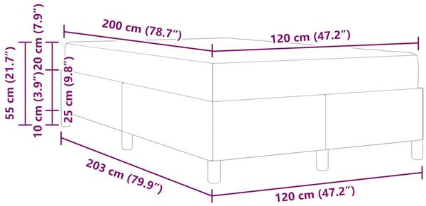 vidaXL Boxspringbett Taupe 120 x 200 cm Stoff 3398854 Bild 12