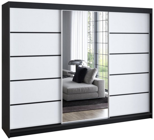 A&J MöbelLand Schwebetürenschrank VILUNO mit 4 Schubladen und Spiegel