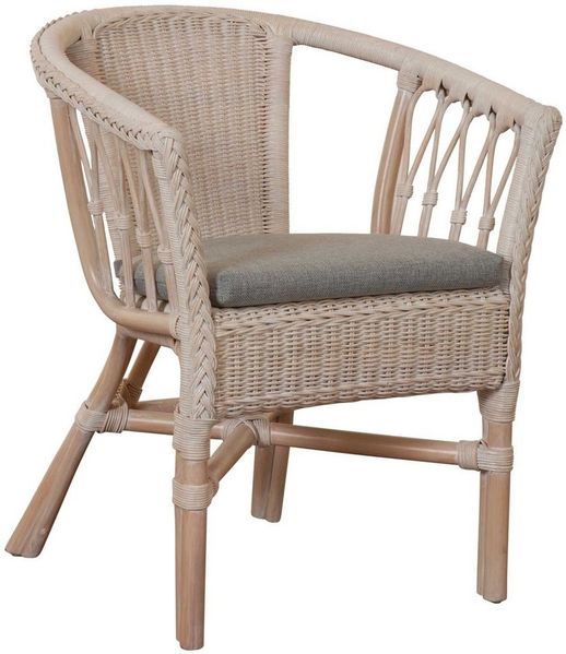 Krines Home Sessel Stapelbarer Rattansessel Bistro Sessel mit Armlehnen Flechtsessel (Sessel nach Auswahl ohne oder mit Polster), in Handarbeit geflochten, Rattanstuhl, Rattan Stuhl