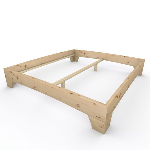 Zirbenbett Massivholzbett "Rosi" metallfrei 200 x 220 cm 38 cm ohne Kopfteil