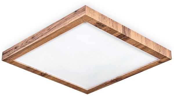 hofstein Deckenleuchte dimmbares Deckenpanel aus Metall/MDF in Schwarz/Holzoptik, LED wechselbar, 2700-6500 Kelvin, skandinavisches Design, mit Fernbedienung, 24 W, 260-2600 Lumen, CCT