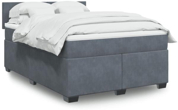 vidaXL Boxspringbett mit Matratze Dunkelgrau 140x190 cm Samt 3286301