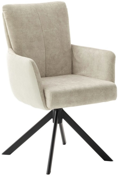 MCA furniture Polsterstuhl ROSARIO, Creme, Schwarz, Cord, Velours, (1 St), Metall, 360 Grad drehbar mit Rückholfunktion, Federkernpolsterung