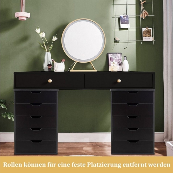 COSTWAY Rollcontainer, Bürocontainer mit Rollen, Schubladen, 49,5x41x66,5cm Bild 3