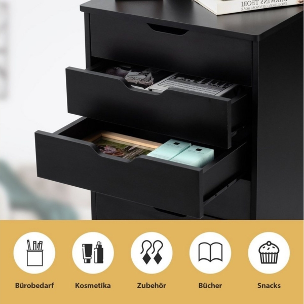 COSTWAY Rollcontainer, Bürocontainer mit Rollen, Schubladen, 49,5x41x66,5cm Bild 2