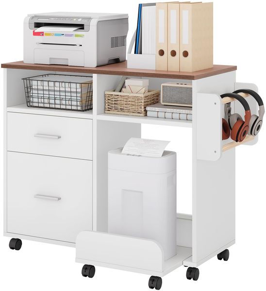 YITAHOME Mobiler Aktenschrank mit abnehmbarem Boden & Hängestange, Aktenaufbewahrung Organizer mit 10 Rollen, Aktenschrank für Home Office, Weiß
