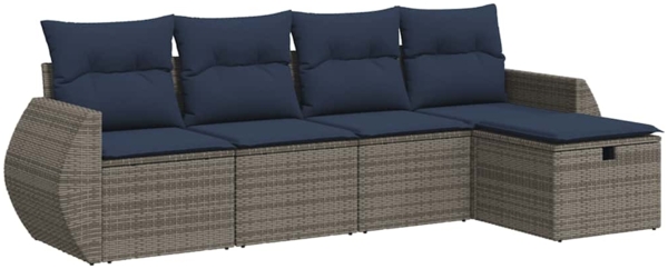 vidaXL 5-tlg. Garten-Sofagarnitur mit Kissen Grau Poly Rattan 3325567