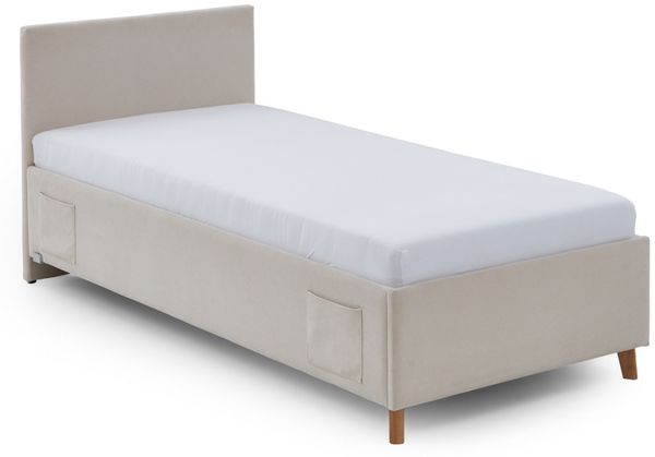 Cool Polsterbett grau Polyester Stoffbezug Scala 210cm x 100cm x 90cm