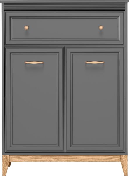 AX LIVING Kommode Nymphen Dunkelgrau 1 Schublade 2 Türen MDF Eiche Beine schmal