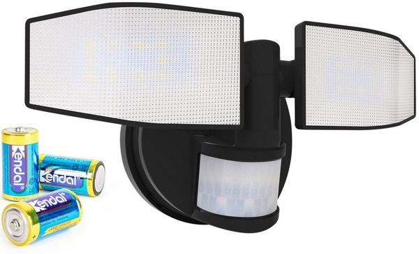 Northpoint LED Wandstrahler Bewegungsmelder 2 Fluter-Köpfe Schwenkbar Batterie 400L