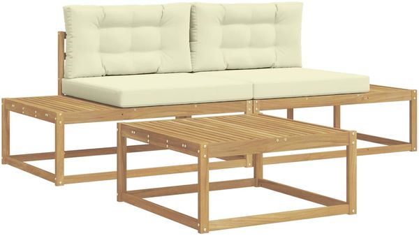 vidaXL Outdoor-Sofagarnitur mit Kissen Weiß 79 x 79 x 37 cm Polyester 3386994 Bild 2