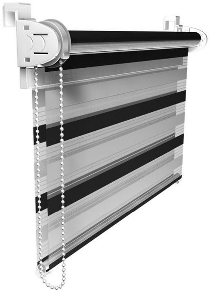 Doppelrollo Tag-Nacht Fensterrollo Klemmfix Zebrarollo mit Stopper, Furnify, ohne Bohren, Klemmfix, Kettenzug mit Stopper
