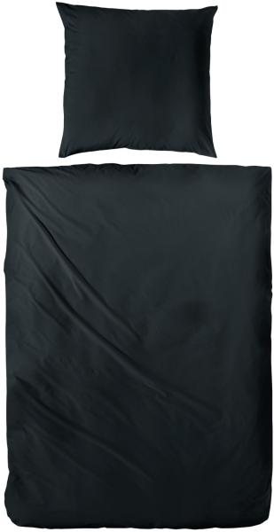 Hahn Haustextilien Luxus-Satin Bettwäsche uni Farbe schwarz Größe 200x200 cm