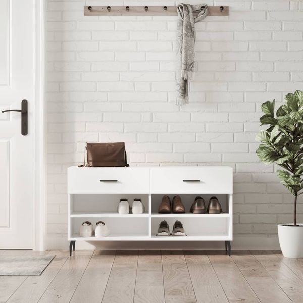 vidaXL Schuhbank Weiß 102x35x55 cm Holzwerkstoff 829756