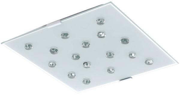 LED Deckenleuchte weiß, satiniert, Glassteine klar, L 29 cm