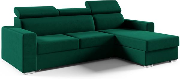 Ecksofa in L-Form NELA, L-förmige Eckcouch mit Schlaffunktion, ausziehbares Sofa, 1 Bettzeugbehälter, verstellbare Kopfstützen, (Kronos 19), 96 x 170 cm