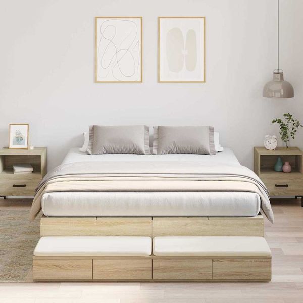 vidaXL Aufbewahrungsbettgestell Sonoma-Eiche 150 cm Holzwerkstoff 3335647