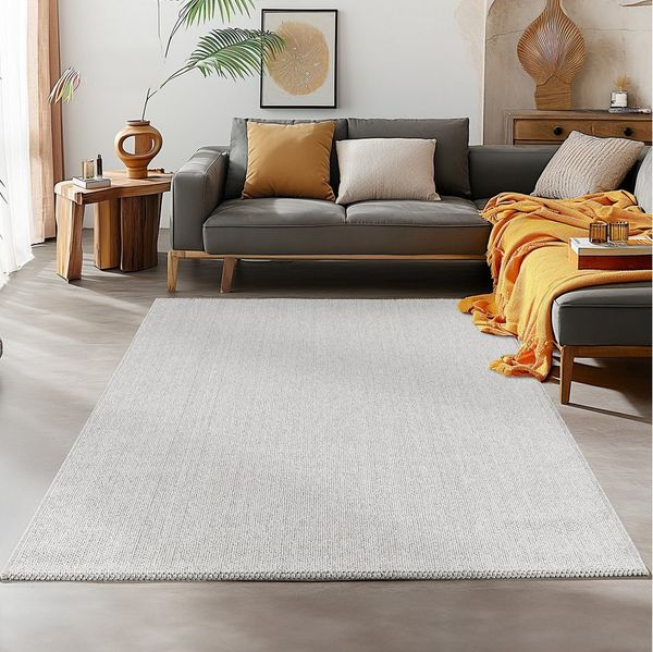 SIMPEX24 Teppich Unicolor, Rechteckig, Höhe: 7 mm, Schlingenteppich Schlafzimmer Einfarbig Meliert Design