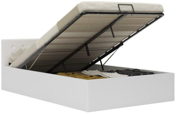 vidaXL Stauraumbett Hydraulisch Weiß Kunstleder 120×200 cm 285518