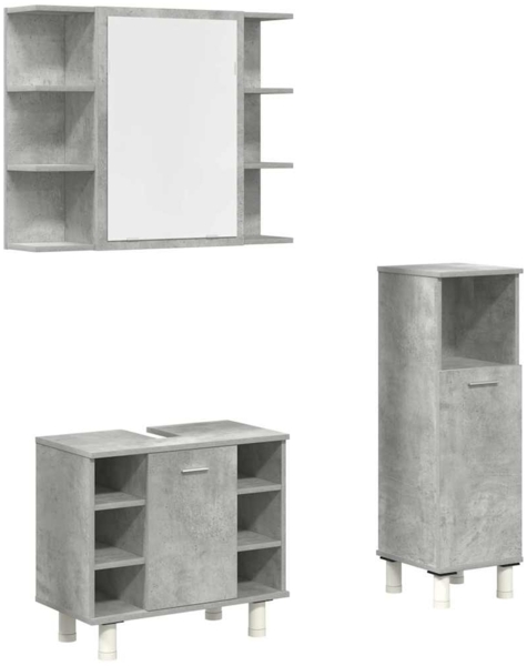 vidaXL 3-tlg. Badmöbel-Set Betongrau Holzwerkstoff 3324854