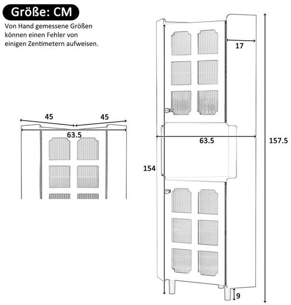 Celya Eckvitrine Eck-Schrank mit Lackschicht & LED-Beleuchtung (MDF-Platte mit weißer Lackoberfläche, für Wohnzimmer, Bücherregal, Badezimmer, Schlafzimmer, Esszimmer) Multifunktionale Ecken-Kommode