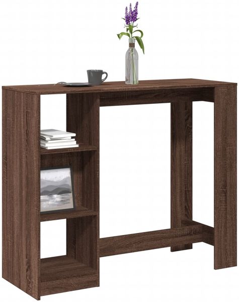 Bartisch, Stehtisch, Bistrotisch mit Regal Braun Eiche 124x46x103,5 cm Holzwerkstoff