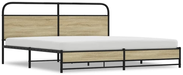 vidaXL Metallbett ohne Matratze Sonoma-Eiche 200x200 cm 3318692