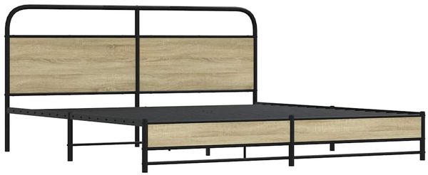 vidaXL Metallbett ohne Matratze Sonoma-Eiche 200x200 cm 3318692 Bild 3