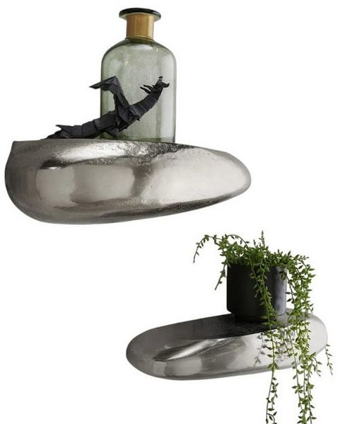 Wandregal 45x13cm "Stone" Alu vernickelt