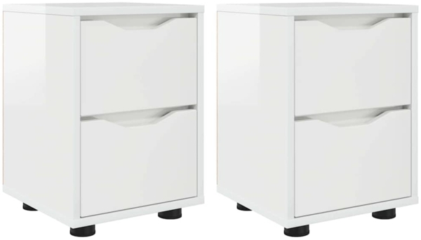 vidaXL Nachttische 2 pcs Hochglanz Weiß 30,5 x 30 x 43 cm 888806