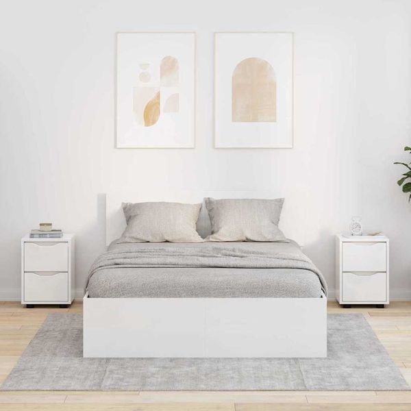 vidaXL Nachttische 2 pcs Hochglanz Weiß 30,5 x 30 x 43 cm 888806