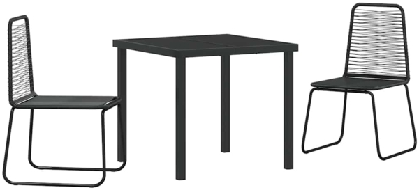 vidaXL Garten Essgruppe 3 pcs Schwarz Pulverbeschichteter Stahl 3379387