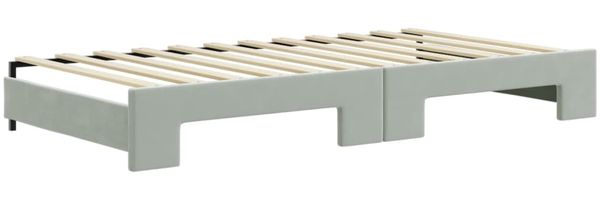 vidaXL Tagesbett Ausziehbar mit Matratzen Hellgrau 100x200 cm Samt 3197094 Bild 5