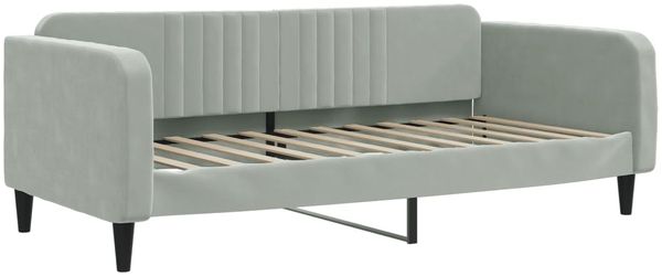 vidaXL Tagesbett Ausziehbar mit Matratzen Hellgrau 100x200 cm Samt 3197094 Bild 4