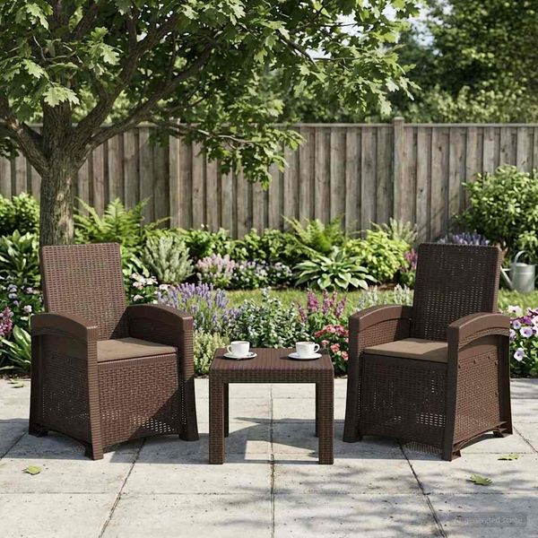 vidaXL Liegesessel Garten Rattan-Optik 2 pcs Braun und Taupe PP 8012022