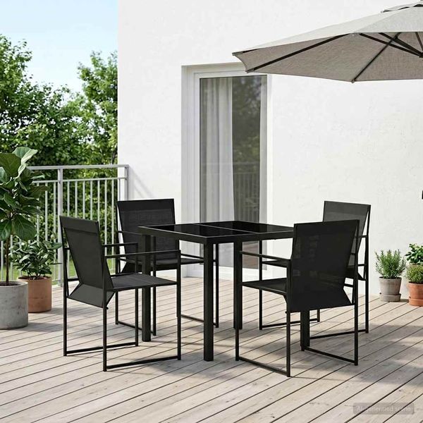 vidaXL Garten Essgruppe 5 pcs Schwarz Textilene und Stahl 3448902