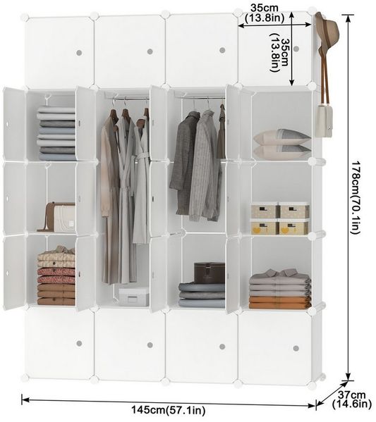 FIVMEN Kleiderschrank DIY Regalsystem Platzsparendes Steckregalsystem