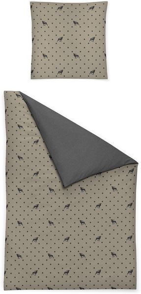 Irisette Feinbiber Bettwäsche Set Panda 8395 natur 155x200 cm + 1 x Kissenbezug 80x80 cm