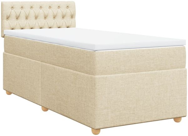 vidaXL Boxspringbett mit Matratze Creme 90x200 cm Stoff 3288875 Bild 3
