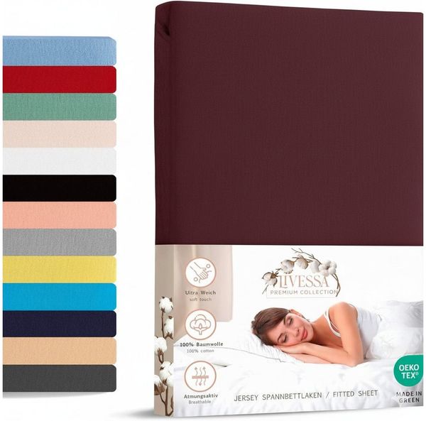 livessa Spannbettlaken Jersey Spannbettlaken Bettlaken Baumwolle weich Rundumgummi, Jersey, Gummizug: Rundumgummizug, In 9 Größen und vielen Farben erhältlich aus 100% Baumwolle