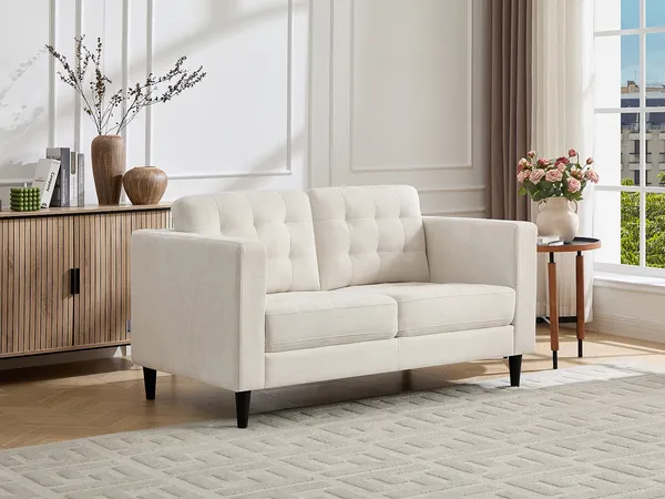 Vente-unique - DIBALU Sofa StoffStoff Beige - B 87 cm x H 84 cm x L 141 cm