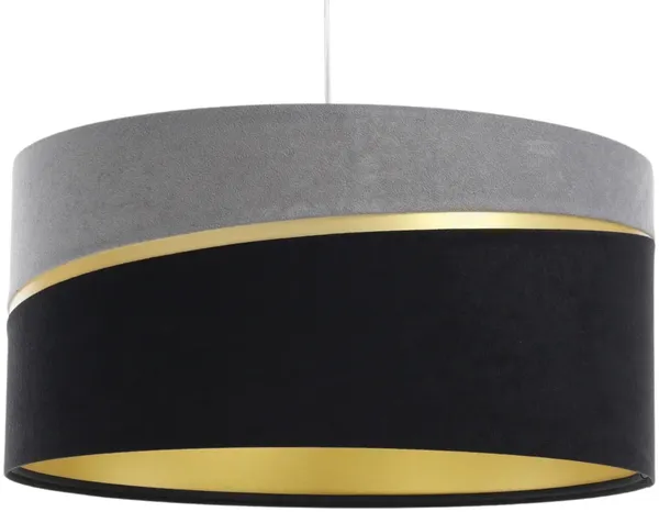BPS Koncept 01A-079-40 Hängeleuchte SWING Velourss auf PVC-Basis grau, schwarz, gold 1xE27 60W H:102 Ø40cm dimmbar