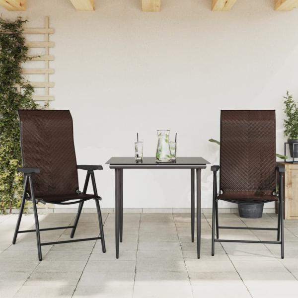 vidaXL Gartenstühle 2 Stk. Klappbar Braun Poly Rattan 4007138