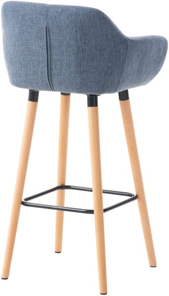 Barhocker 2er Set mit Lehne Blau VILO - Stoffbezug, 99x55x46cm Barhocker mit Lehne Tresenhocker Barstuhl Küchenhocker Thekenhocker hoher Stuhl Bild 3